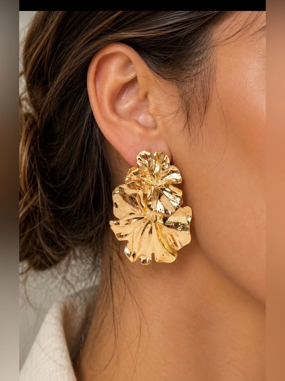 Zara bohemian metallic floral earrings